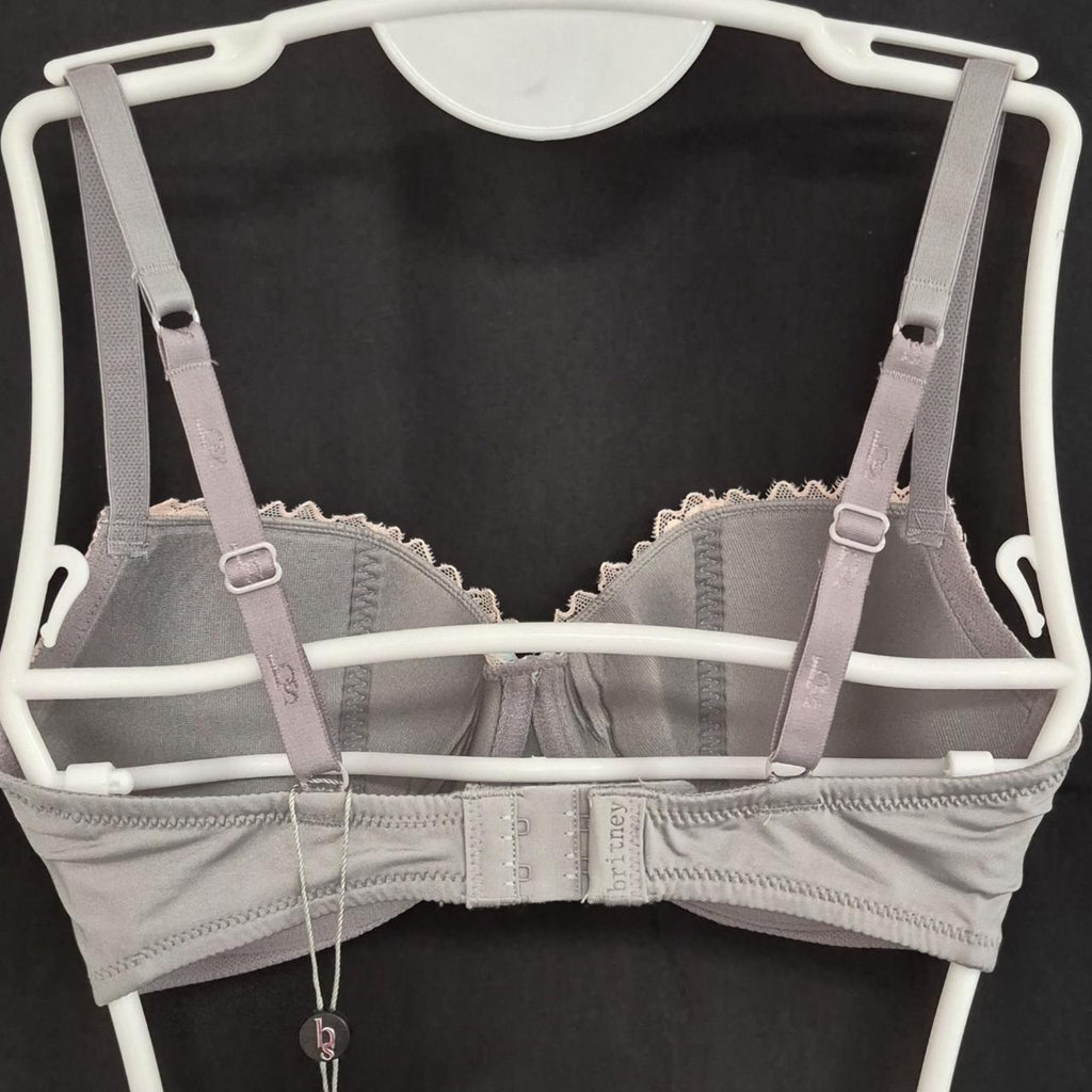 Britney Spears Bra Grey/Pink 30E Underwired Light Padding Lace Cups NWT