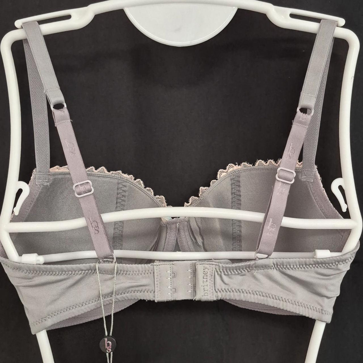 Britney Spears Bra Grey/Pink 30E Underwired Light Padding Lace Cups NWT