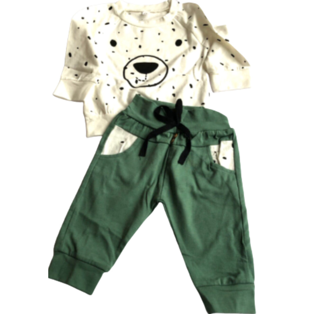 Cotton Rich Babies Green Joggers &amp; Cream Top 9 - 12 Months NWOT
