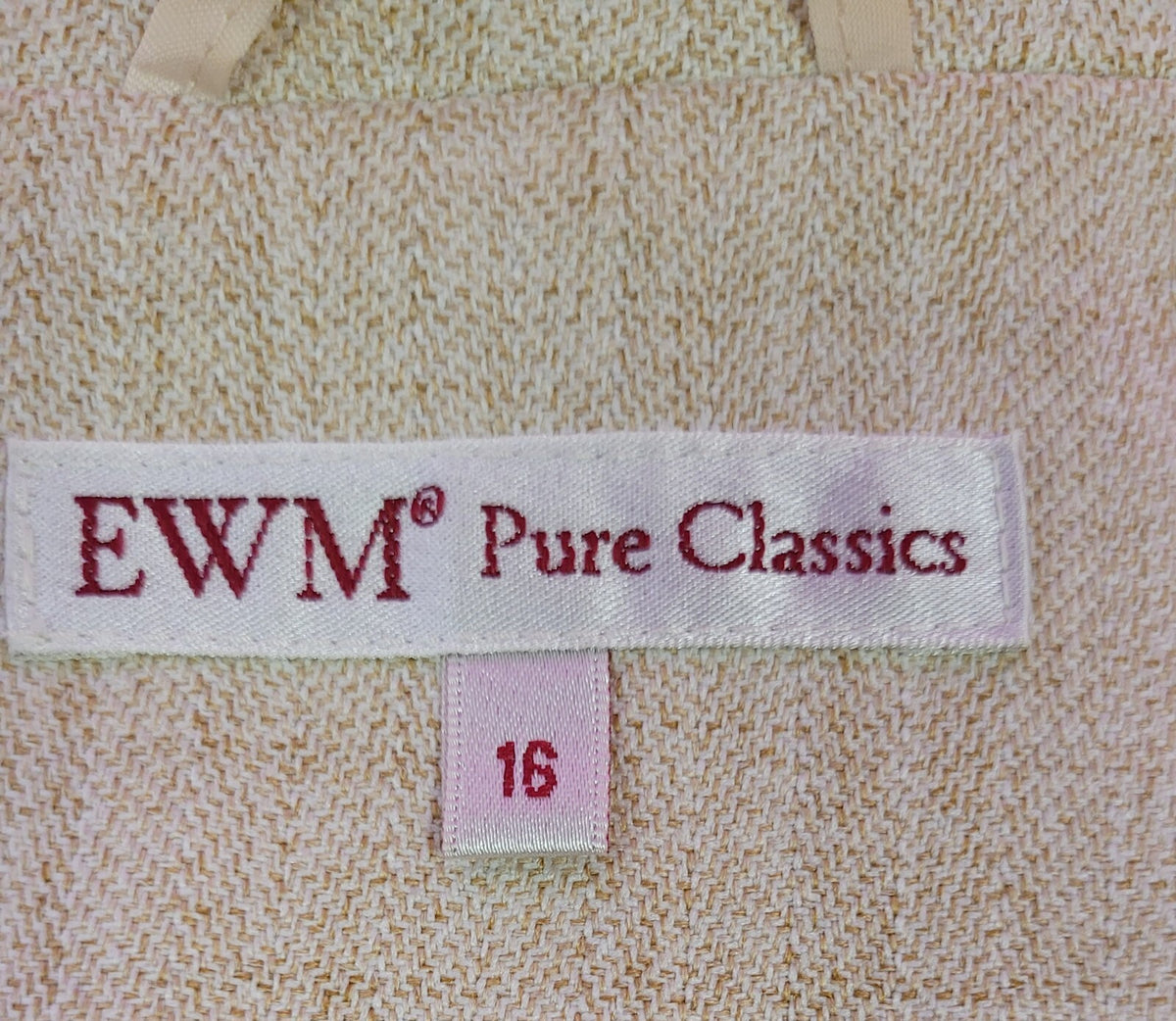 EWM Jacket UK16 Beige Edge to Edge Mid-Length Pockets Lined Pre-Owned