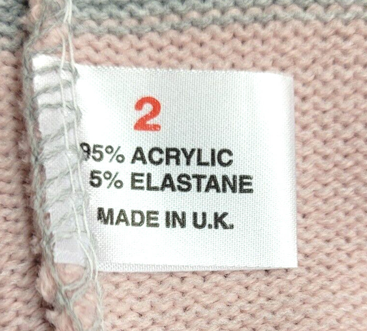 Pure &amp; Natural Womens Cardigan M/L Grey/Pink/Cream Stripe Open Front BNWT