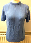 Womens Top M/L Blue Short Sleeve Jumper Round Neck by Pyari BNWT