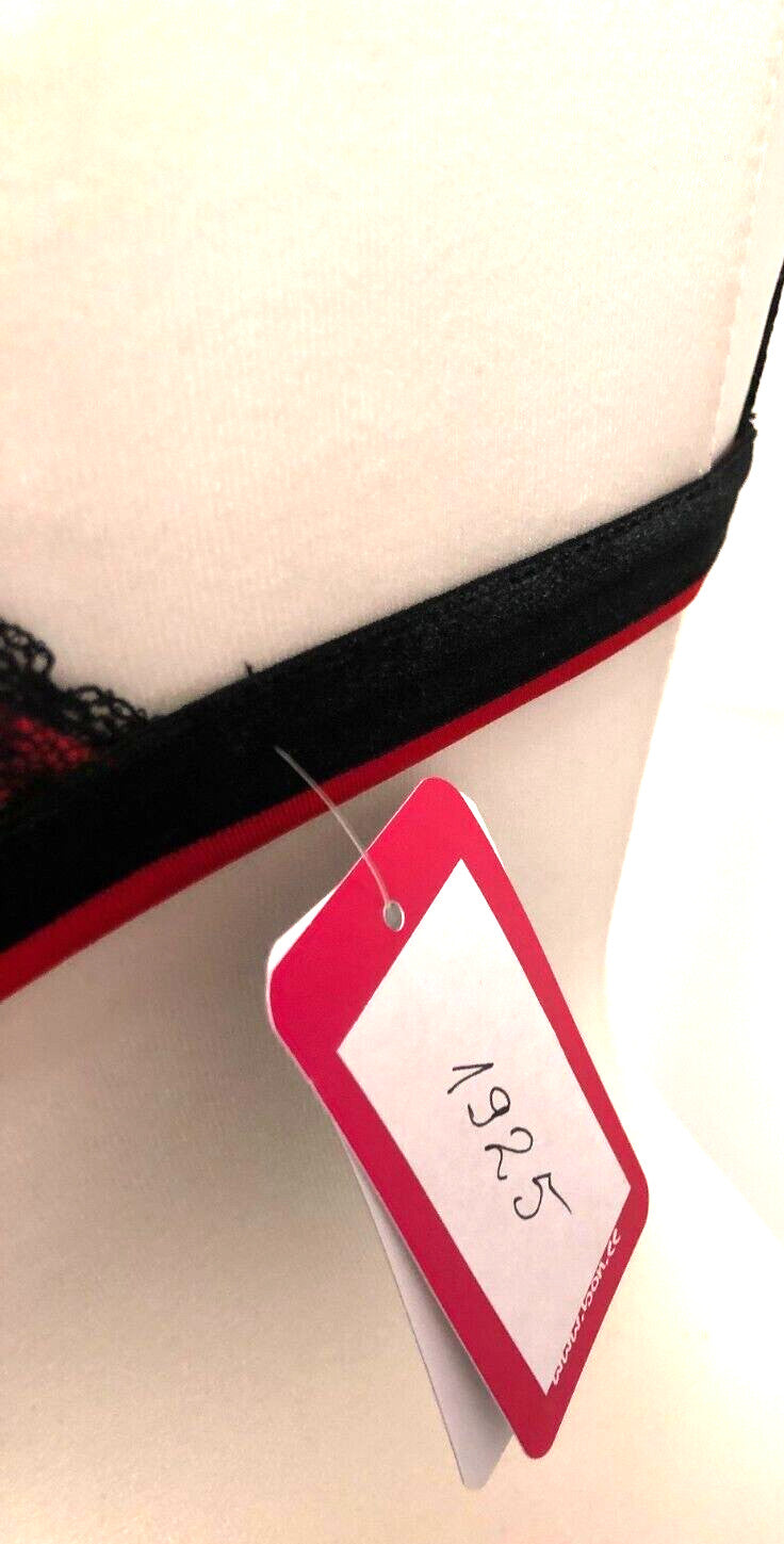 Bonbon Lingerie Bra 34B Red/Black Plunge Non-Wired Padded New with Tags