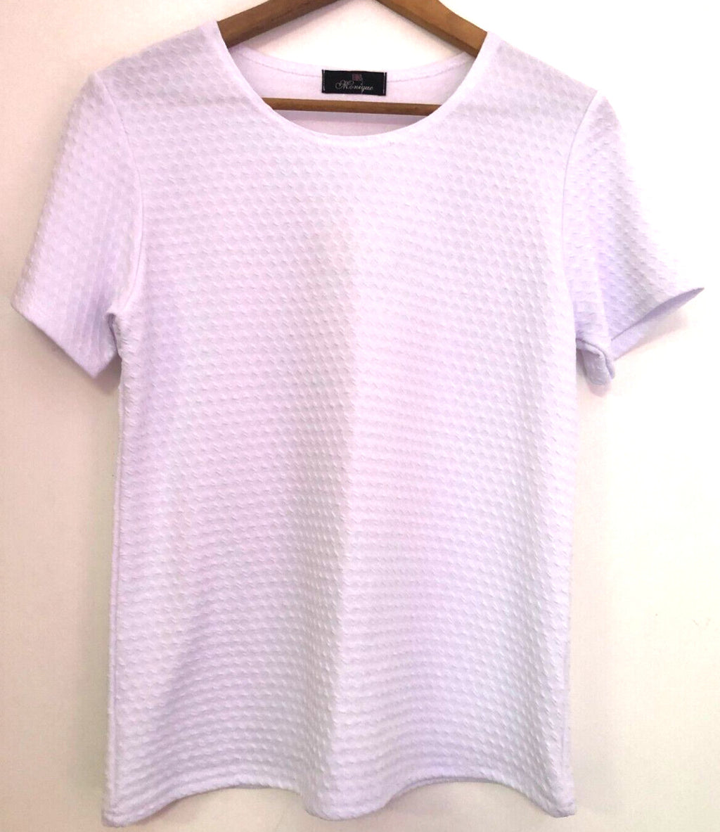 Womens T-Shirt UK14 White Round Neck Short Sleeve by Monique Collection BNWT