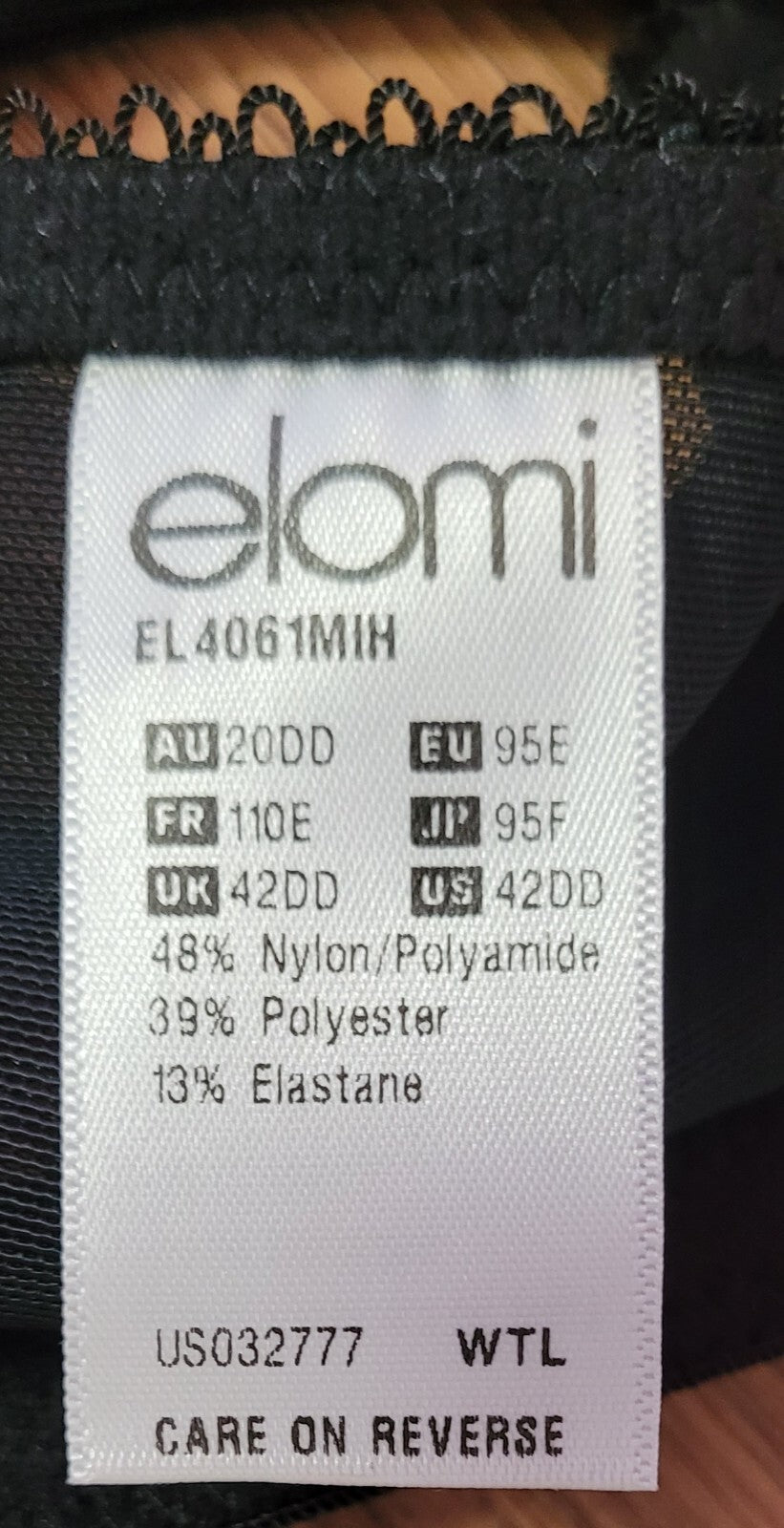 ELOMI Bra 42DD Black/Violet Plunge Underwired Non Padded Anushka EL4061 BNWT