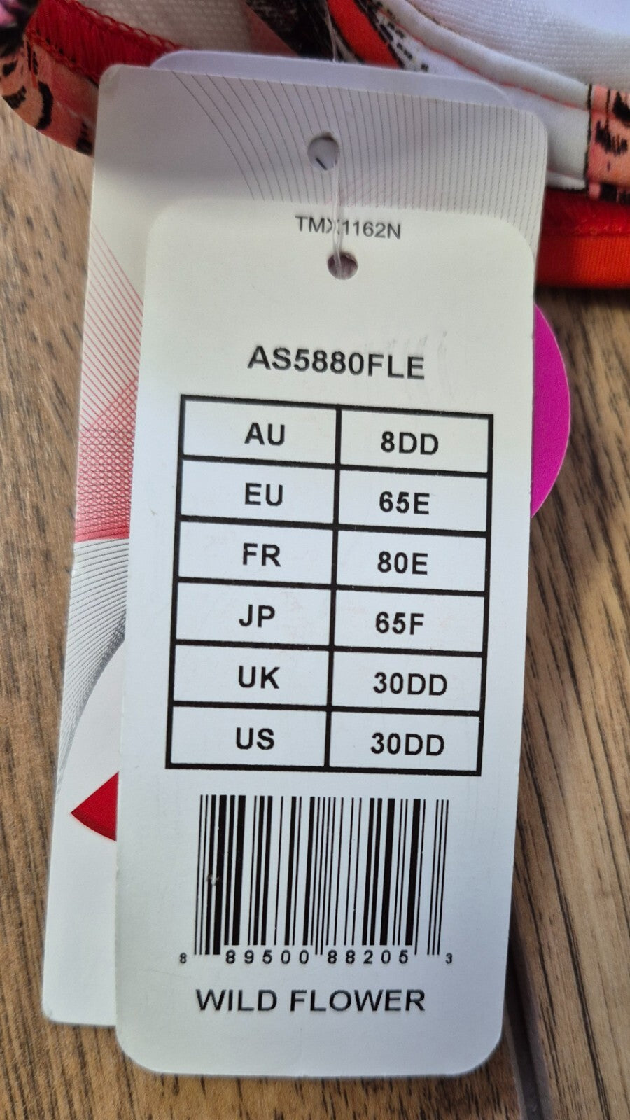 Freya 'Wild Flower' Bikini Top Red/Multi 30DD NWT