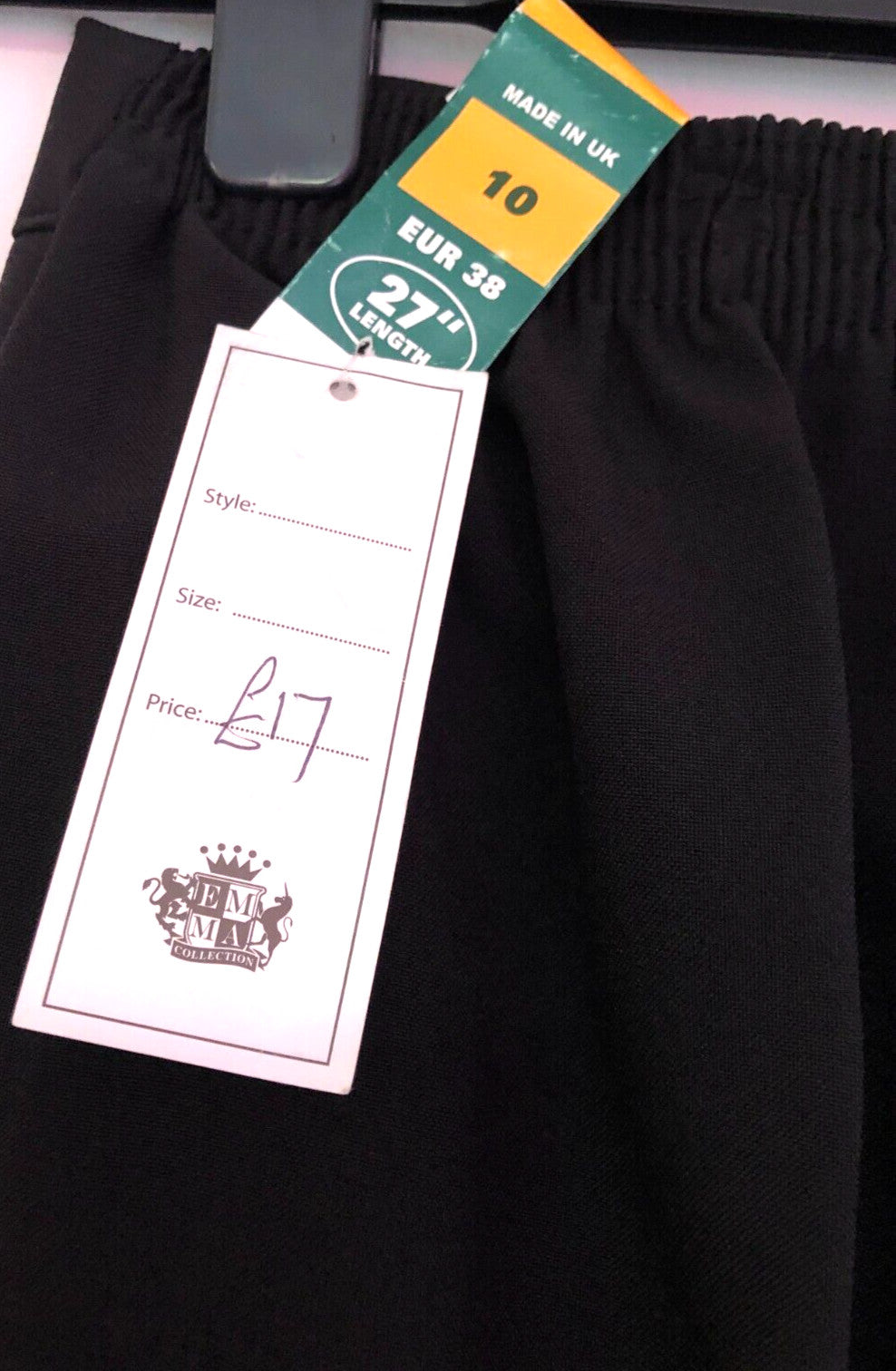 Womens Trousers UK10 Black L27" Straight Leg by Emma Collection New with Tags