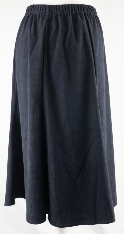 Monique Collection navy mini skirt with elasticated waistband, no patterns, 95% polyester.