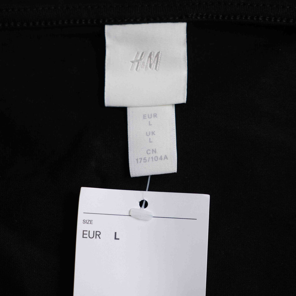 H&amp;M Black Puff Sleeve Top Large Cotton Blend NWT