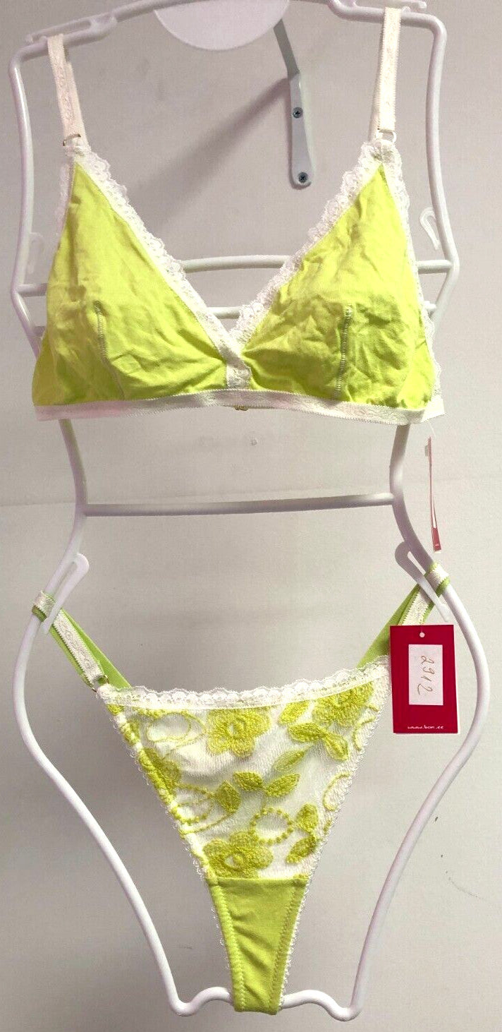 Bonbon Bra and Thong Set Bra Medium Thong Small Green New with Tags