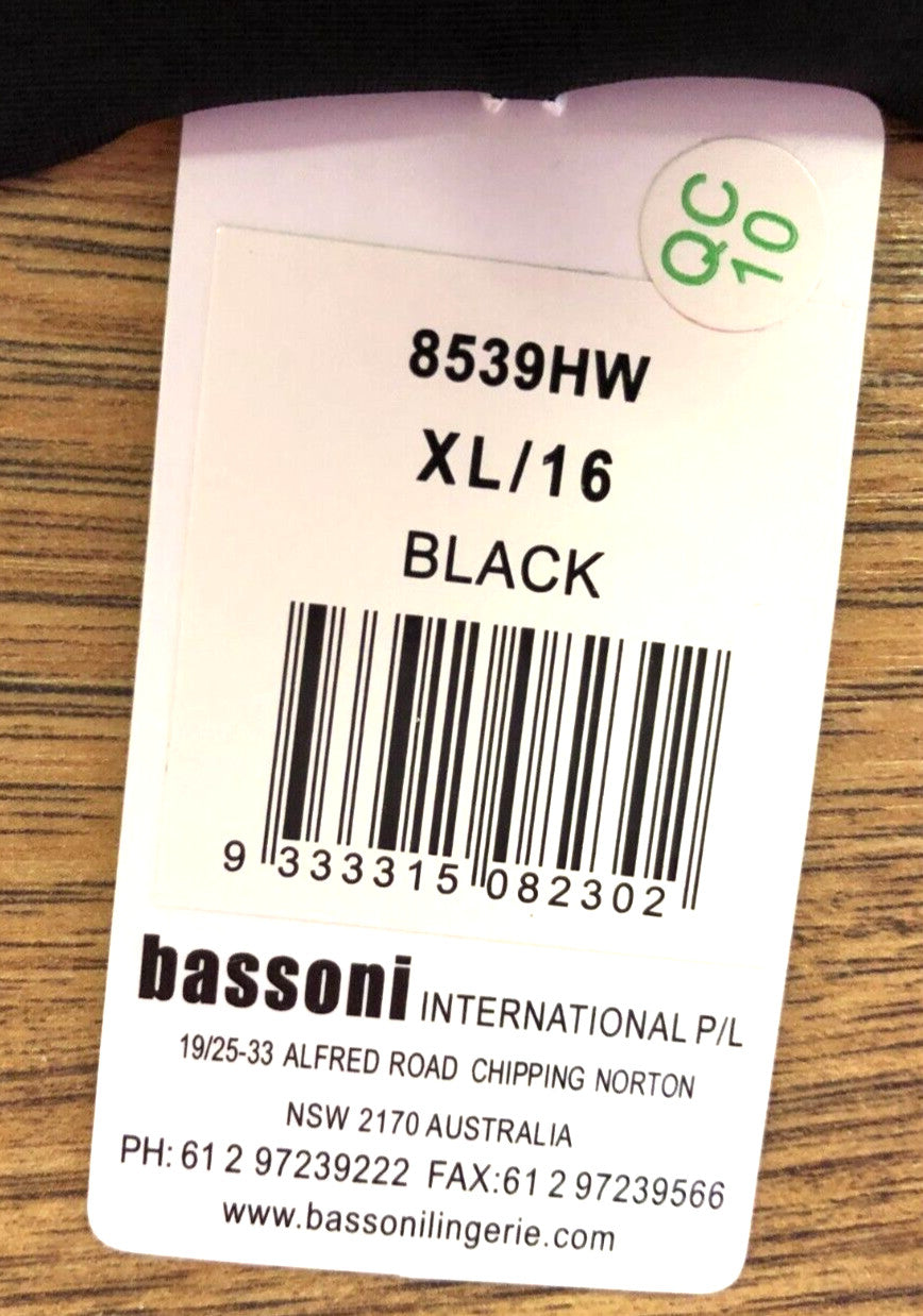 Bassoni Full Brief XL Black Full Coverage 8539HW New with Tags