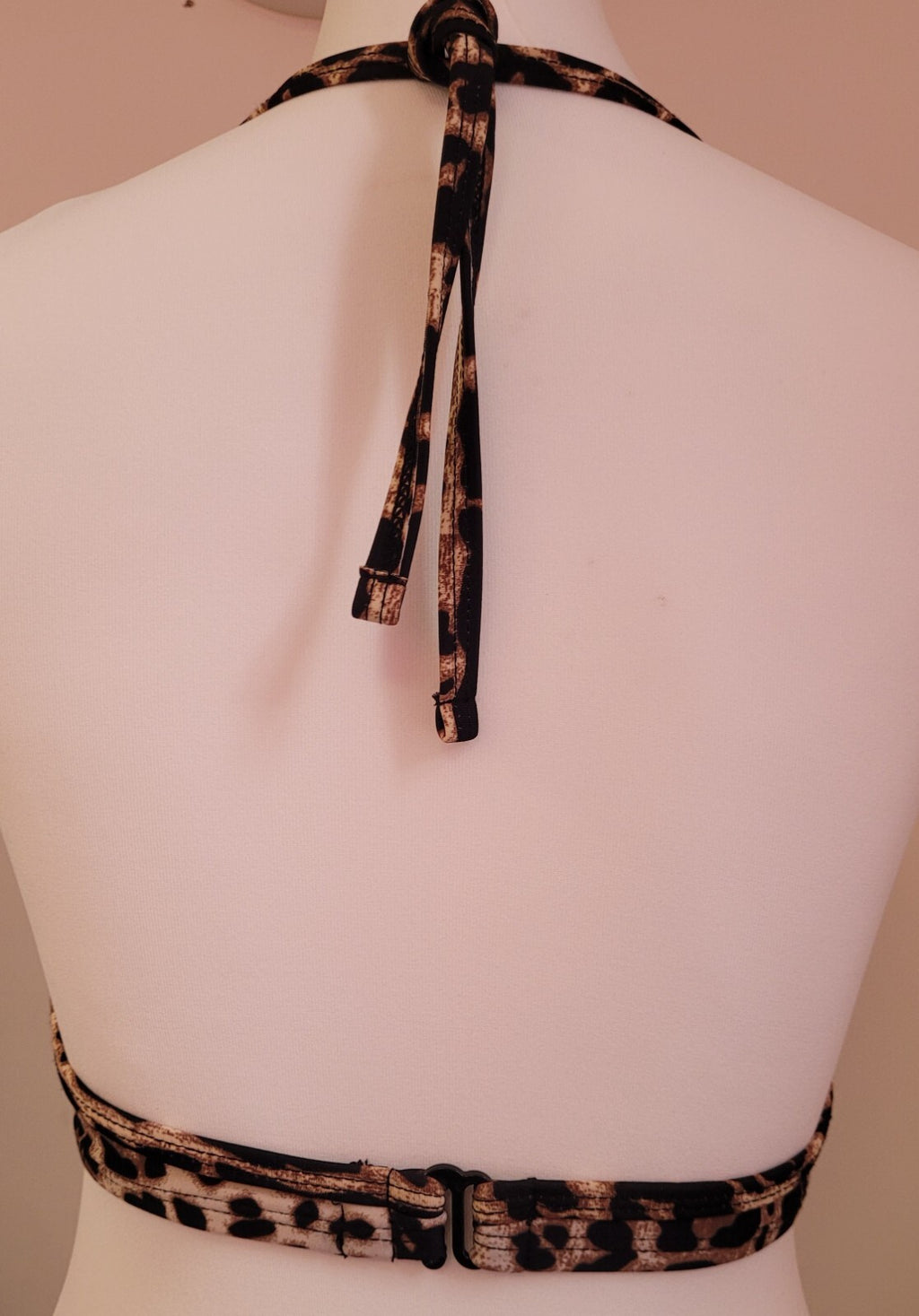 Bikini Top UK 6-8 Brown/Black Animal Print Halter Neck by Forever 21  BNWT