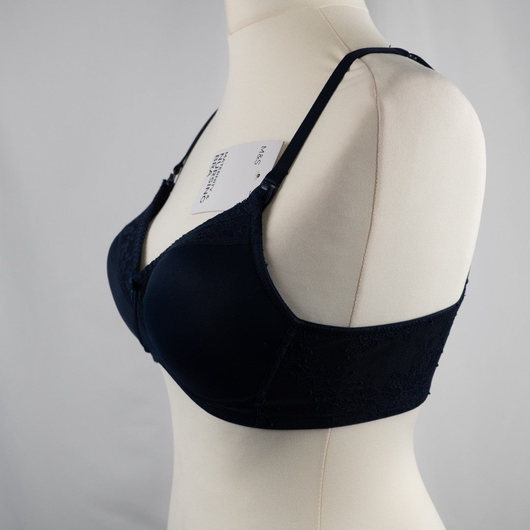 M&amp;S Maternity Nursing Bra 34C Navy Drop Down Cups Non-Wired New with Tags