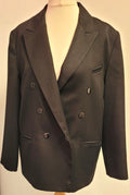 Hamells Jacket Double Breasted UK14 Black Shoulder Pads Pockets Pre-Owned