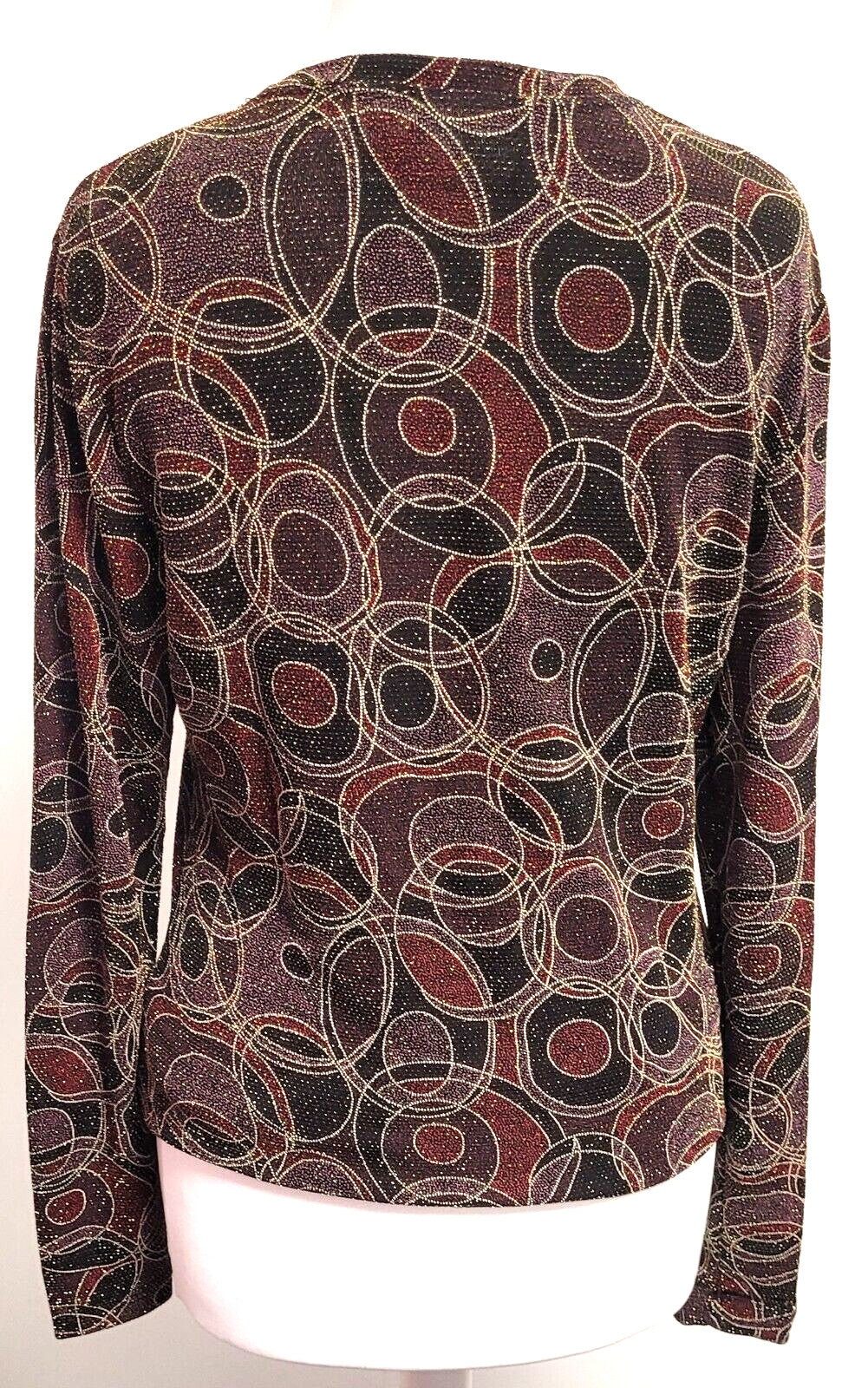 Chico's Design Top UK8/10 Multi Coloured Round Neck Long Sleeve Pre-Owned
