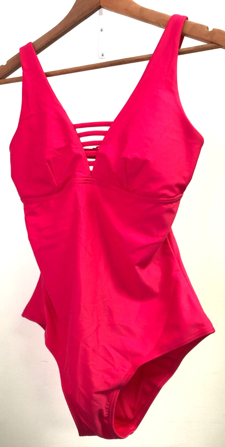 Swimsuit UK14 Pink Non-Wired Padded Plunge Strappy Cut Out TY756 New with Tags