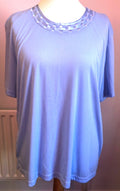 Womens Top Plus2 Light Blue Short Sleeve Round Neck Cotton Rich BNWT