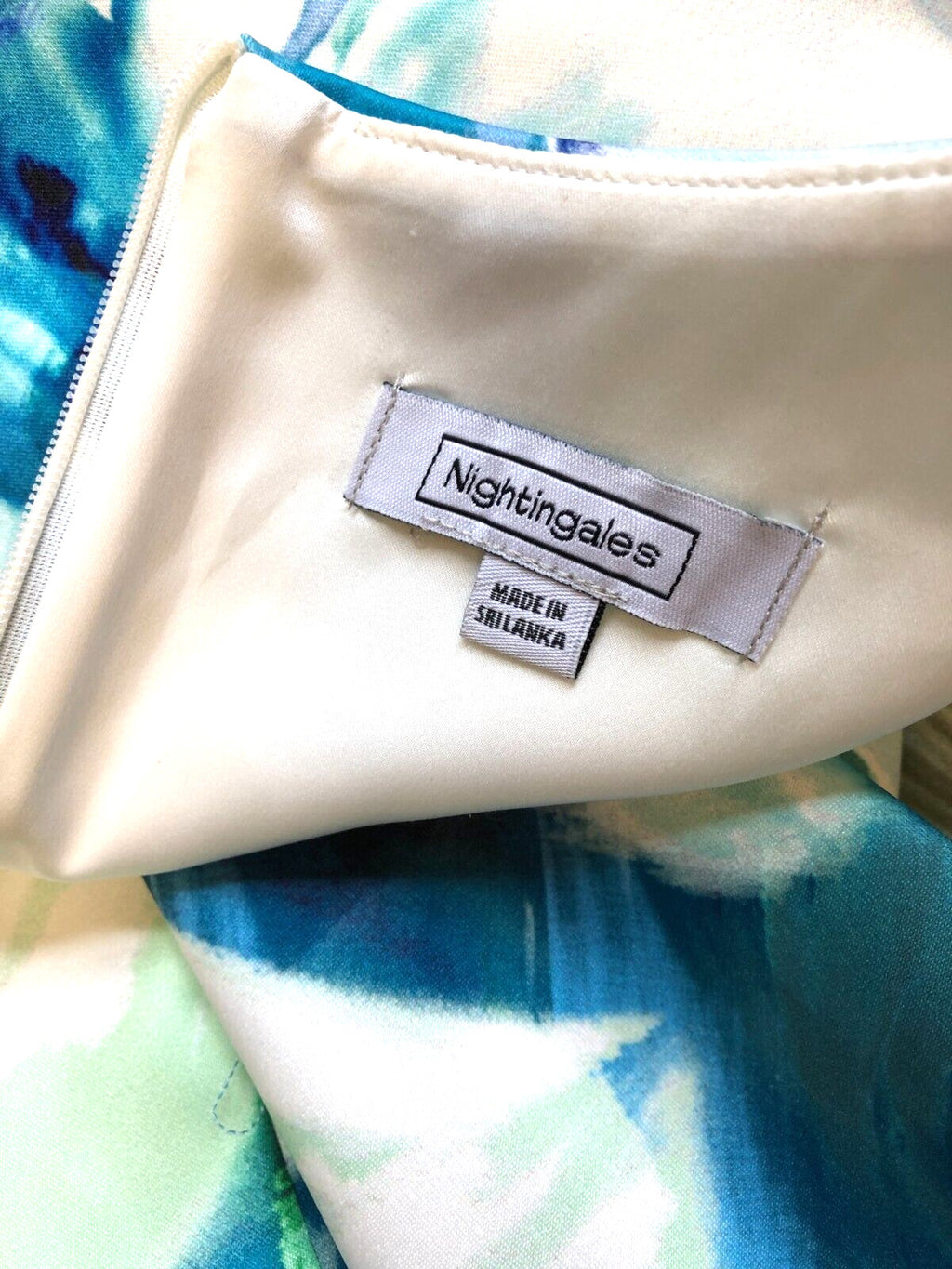 Dress UK16 Blue/Turquoise Floral Print Knee Length Short Sleeve by Nightingales