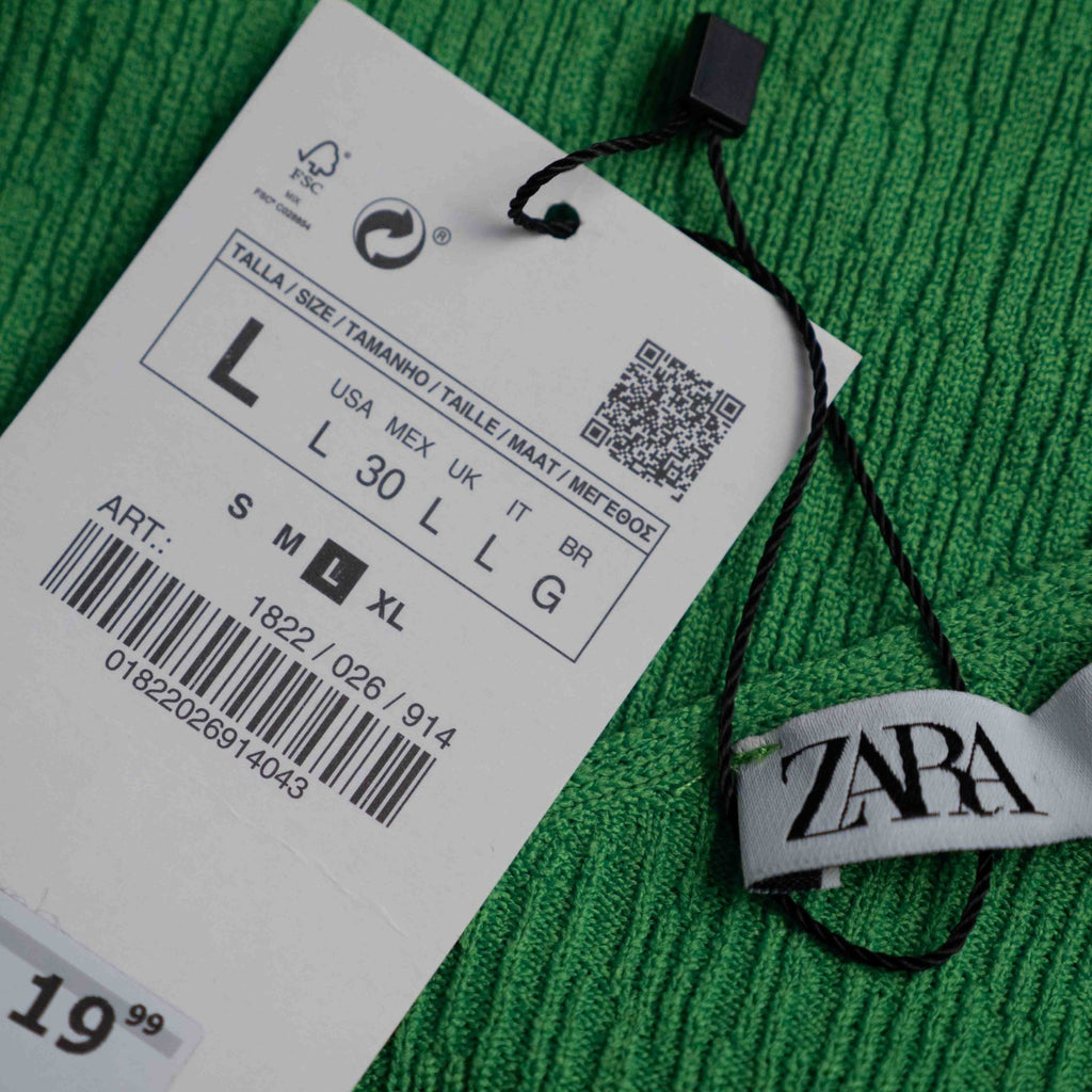 Zara Green Sleeveless Large Top New With Tag RRP £19.99