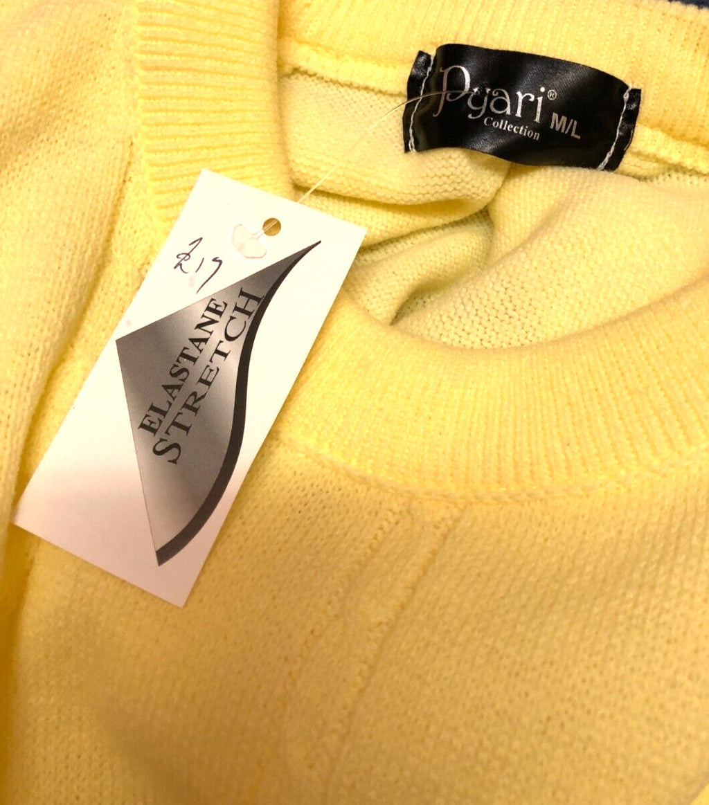Womens Top M/L Yellow Short Sleeve Jumper Round Neck by  Pyari BNWT