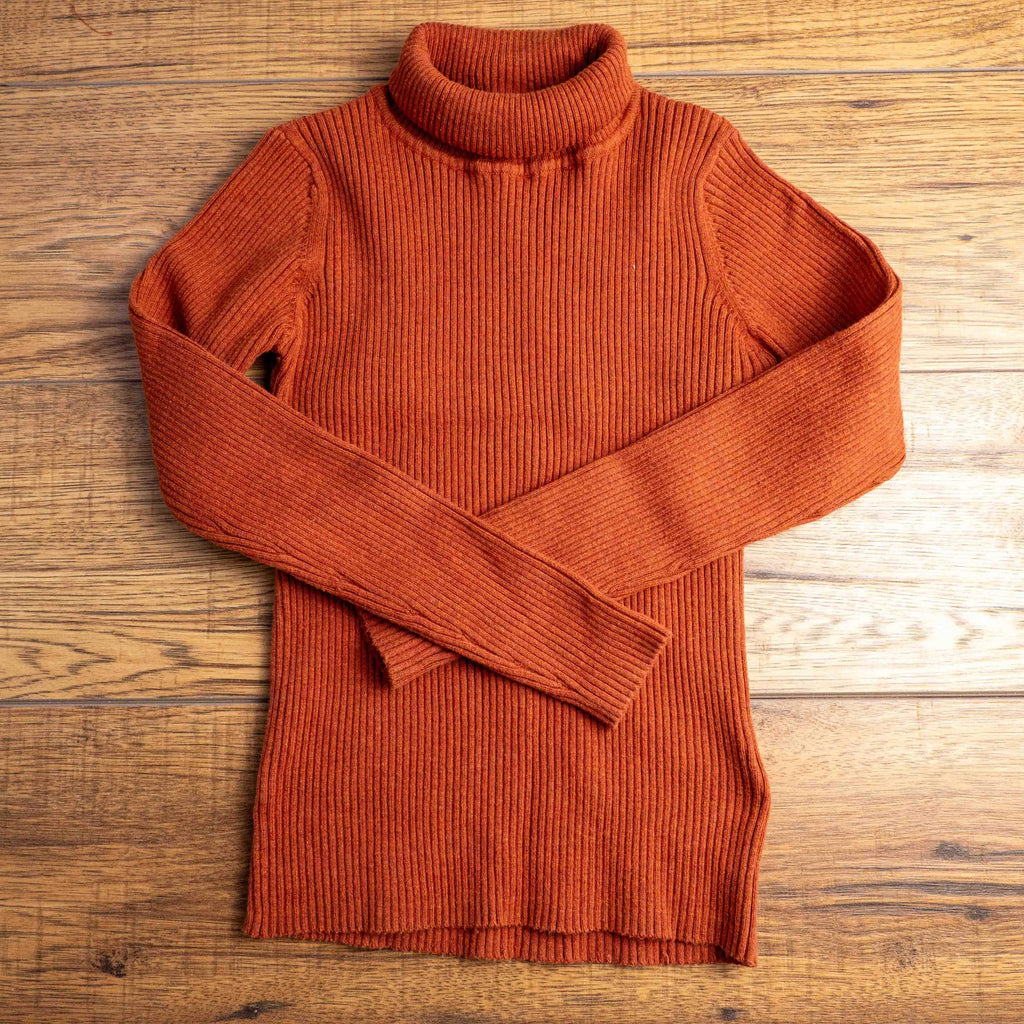 Next brown ribbed turtleneck jumper for kids, slim fit, long sleeves, excellent condition.