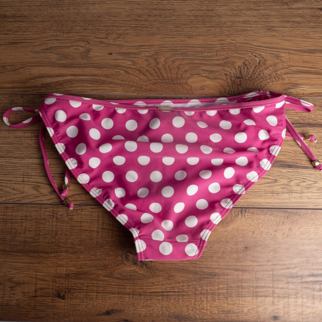 Lepel Bikini Bottoms UK14 Fuchsia Polka Dot Tie Sides Lined  New+Tags