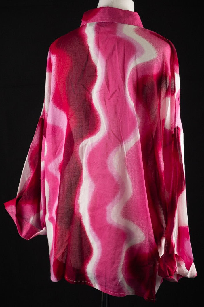 Primark Pink Wave Pattern Long Sleeve Shirt Size XS Pre-Owned