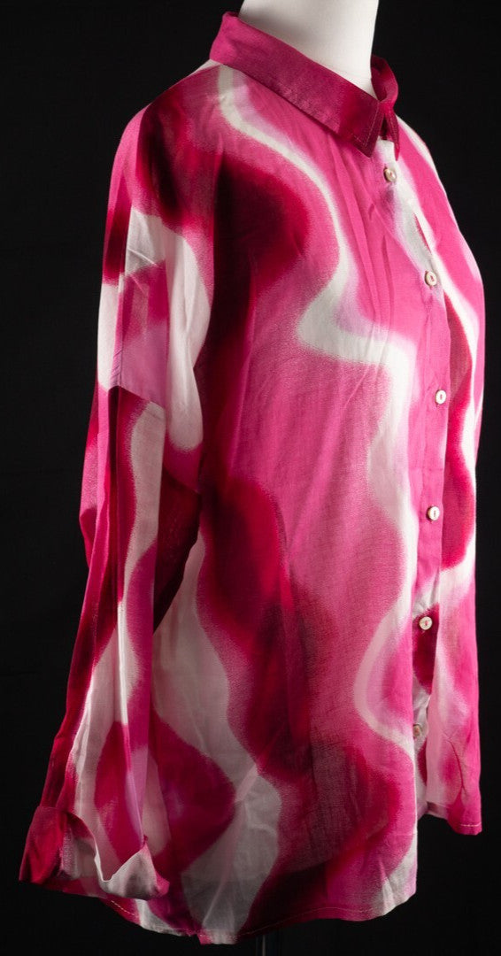 Primark Pink Wave Pattern Long Sleeve Shirt Size XS Pre-Owned