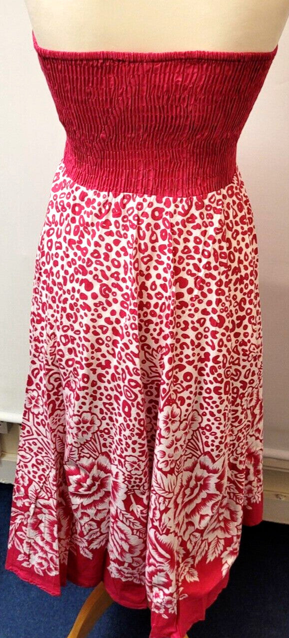 Pistachio 2 in 1 Dress and Skirt UK-Small Red/White 100% Cotton New with Tags