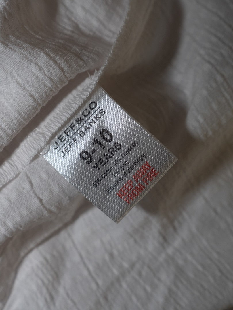 Jeff &amp; Co by Jeff Banks White Short Sleeve Dress 9-10 Years Pre-Owned
