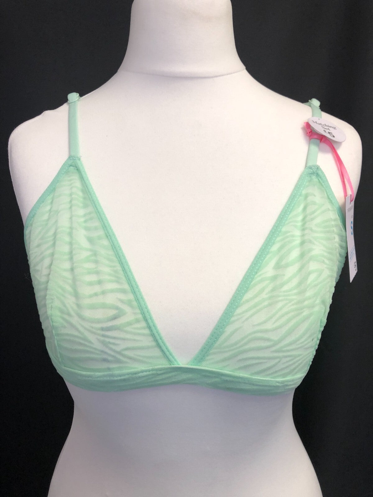 Primark Bralette S Mint Velvet Animal Pattern Non Wired Non Padded BNWT