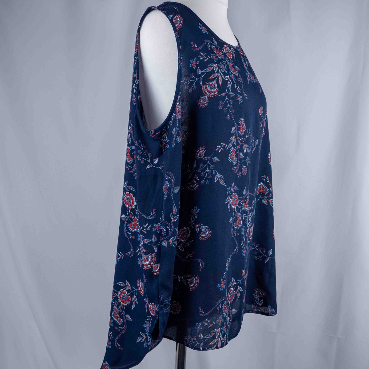 Dorothy Perkins Blue Floral Sleeveless 16 Top Pre-Owned
