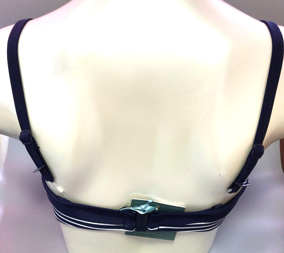 Panache Britt Stripe Bikini Top 34E Navy/White Strapless Underwired SW0923 BNWT