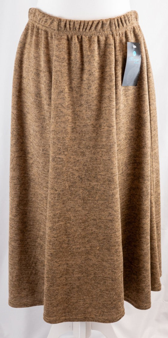 Monique Collection Brown Elasticated Pull Up 3/4 Length L/XL Skirt New With Tag