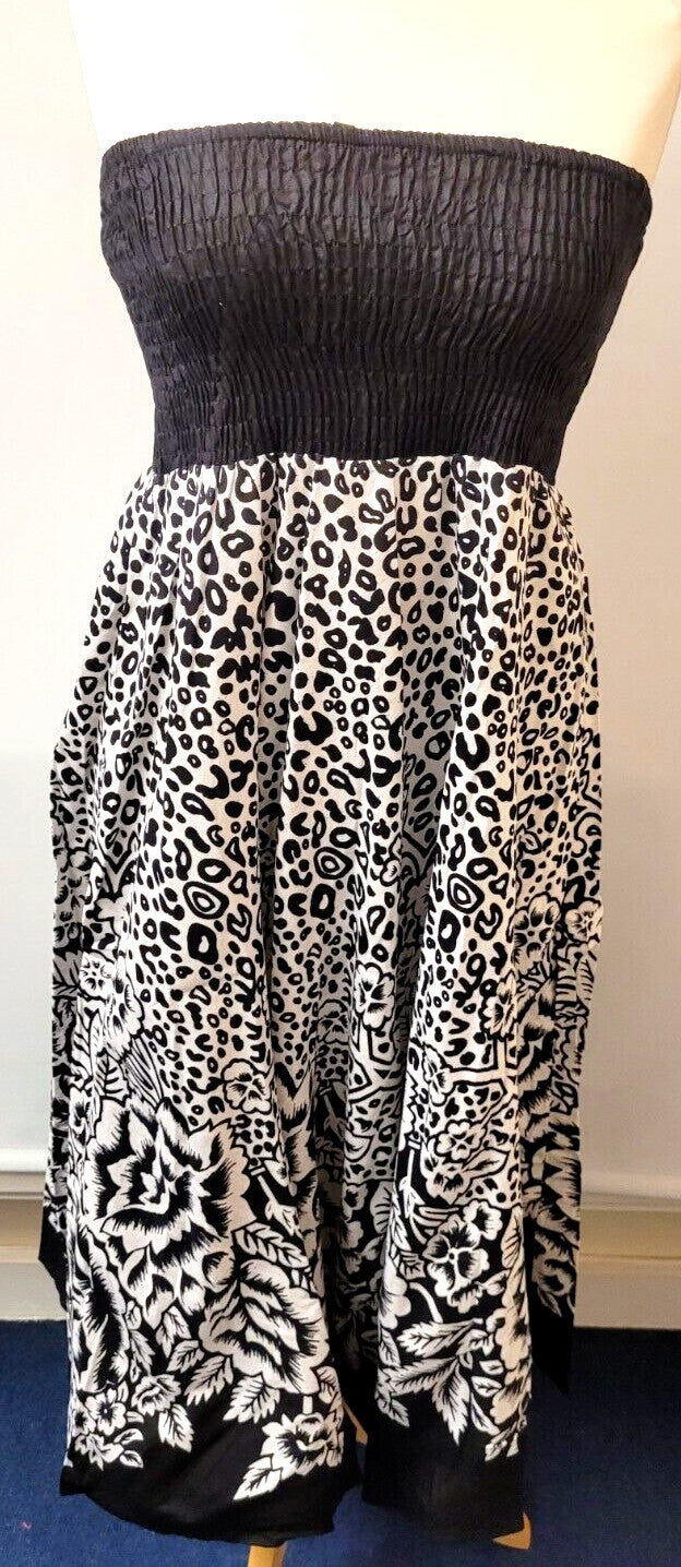 Pistachio 2 in 1 Dress and Skirt UK-Small Black/White 100% Cotton New with Tags