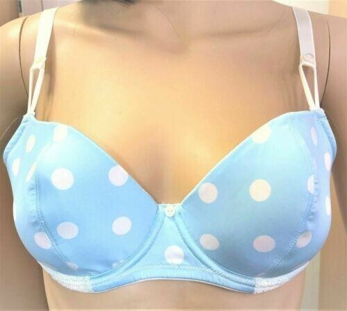 Knickerbox Bra 32DD Mint Spot Satin Moulded Underwired New with Tags