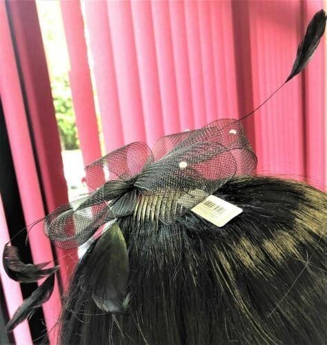 Black fascinators & headpieces with feathers and diamantes on a comb.