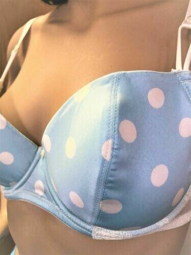 Knickerbox Bra 32DD Mint Spot Satin Moulded Underwired New with Tags