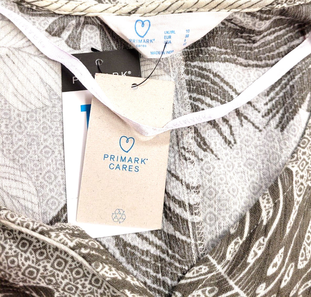 Playsuit UK10 Cream/Khaki Tropical Leaf Print One Piece by Primark New with Tags