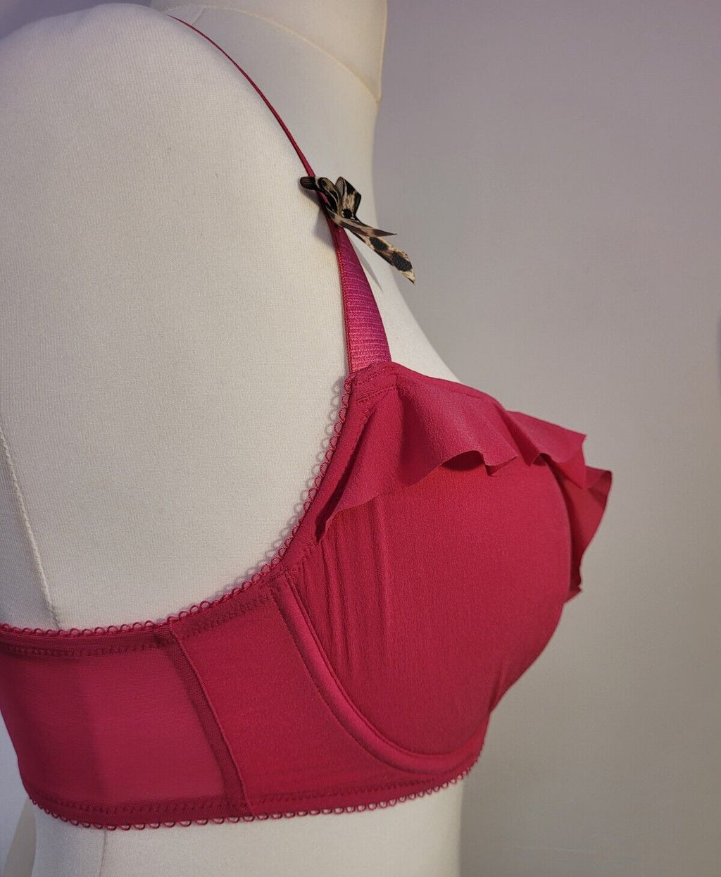 Miss Mandalay Bra 30E Hot Pink Balconette Frill Detail Gigi New with Tags