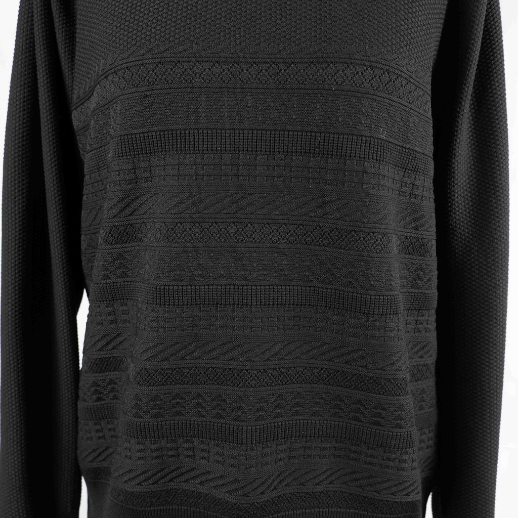 Unbranded black textured knit jumper with relaxed fit and no visible flaws.
