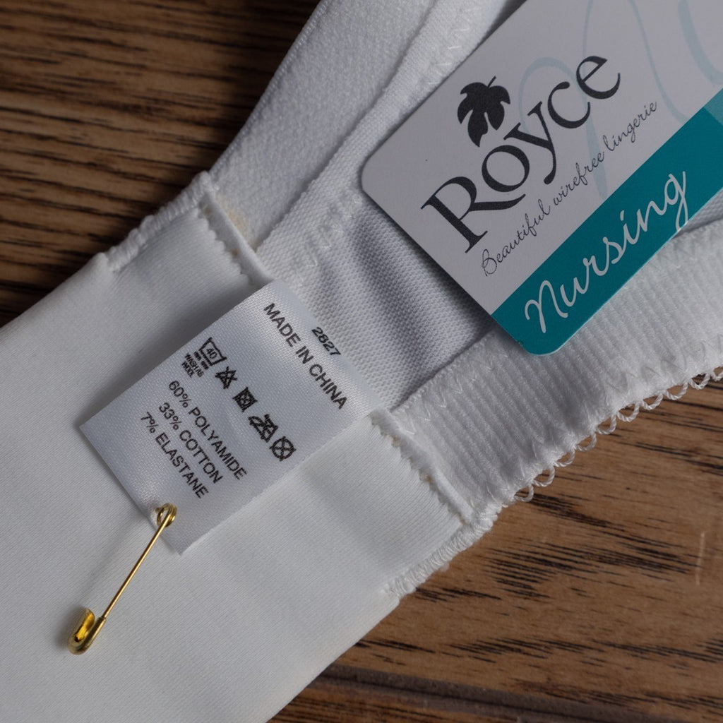 Royce white nursing bra drop cups lace detail adjustable straps new with tags