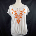 Debenhams Collection White Top with Orange Flowers Size 16 Top Pre-Owned