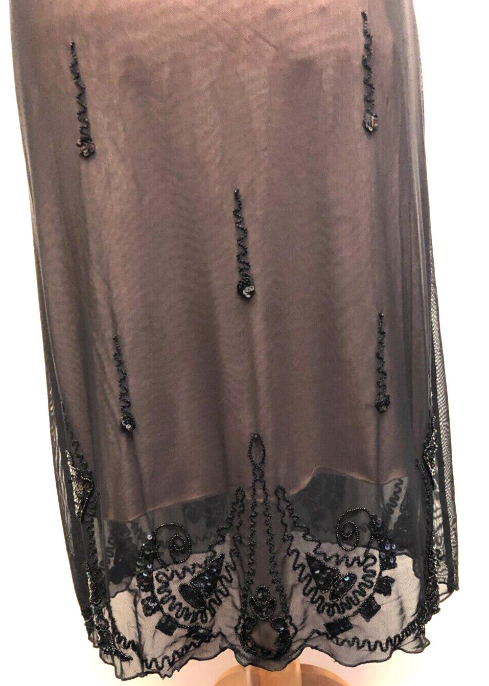 Evening Dress UK16 Black Midi Sleeveless V-Neck Sequin/Bead Detailing by Coast