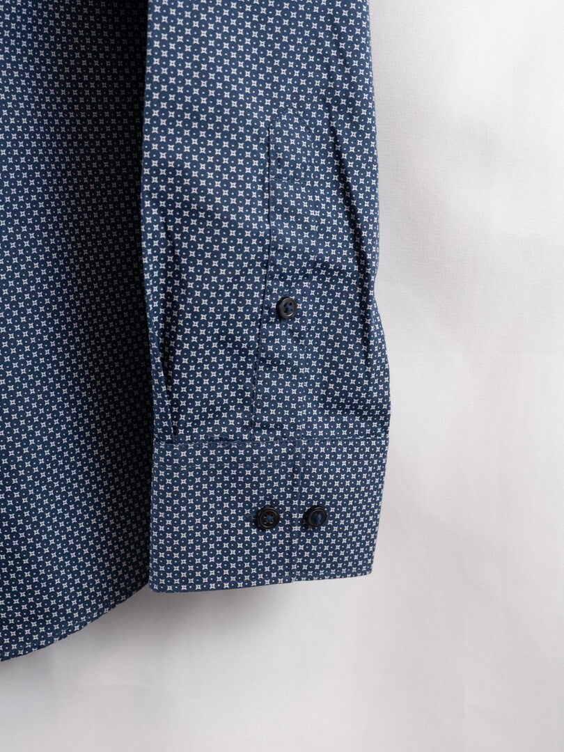 Taylor &amp; Cutter Slim Fit Shirt Navy/White Size 42"/15.5" Pre-Owned