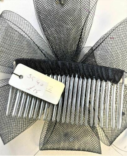 Black fascinators & headpieces with feathers and diamantes on a comb.