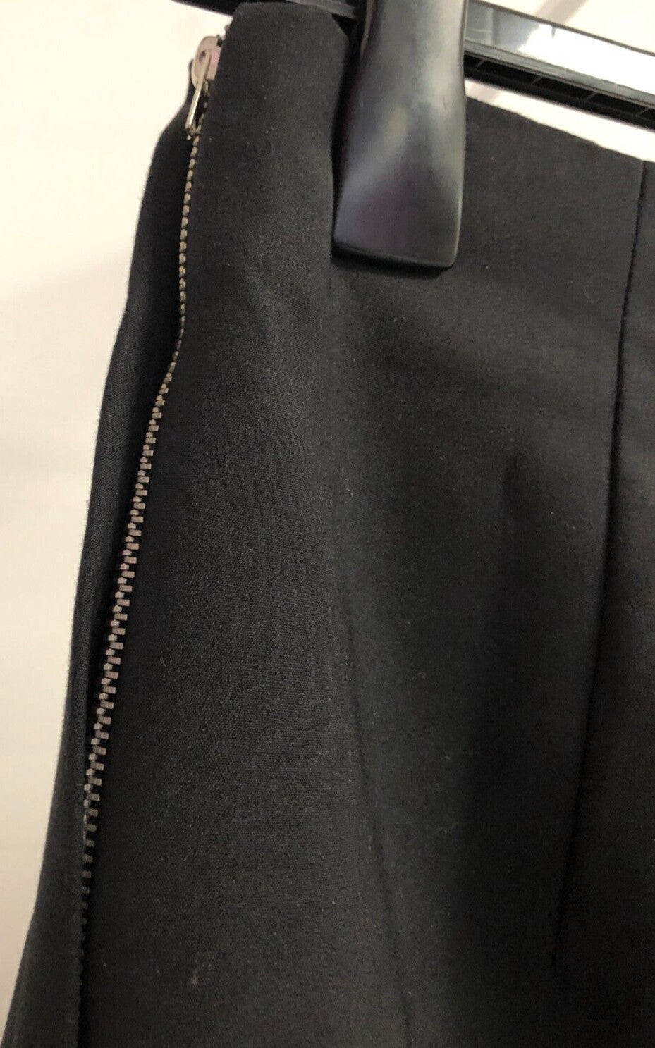 Zara Pencil Skirt UK-Medium Black Knee Length Side Zip Black Slit  Pre-Owned