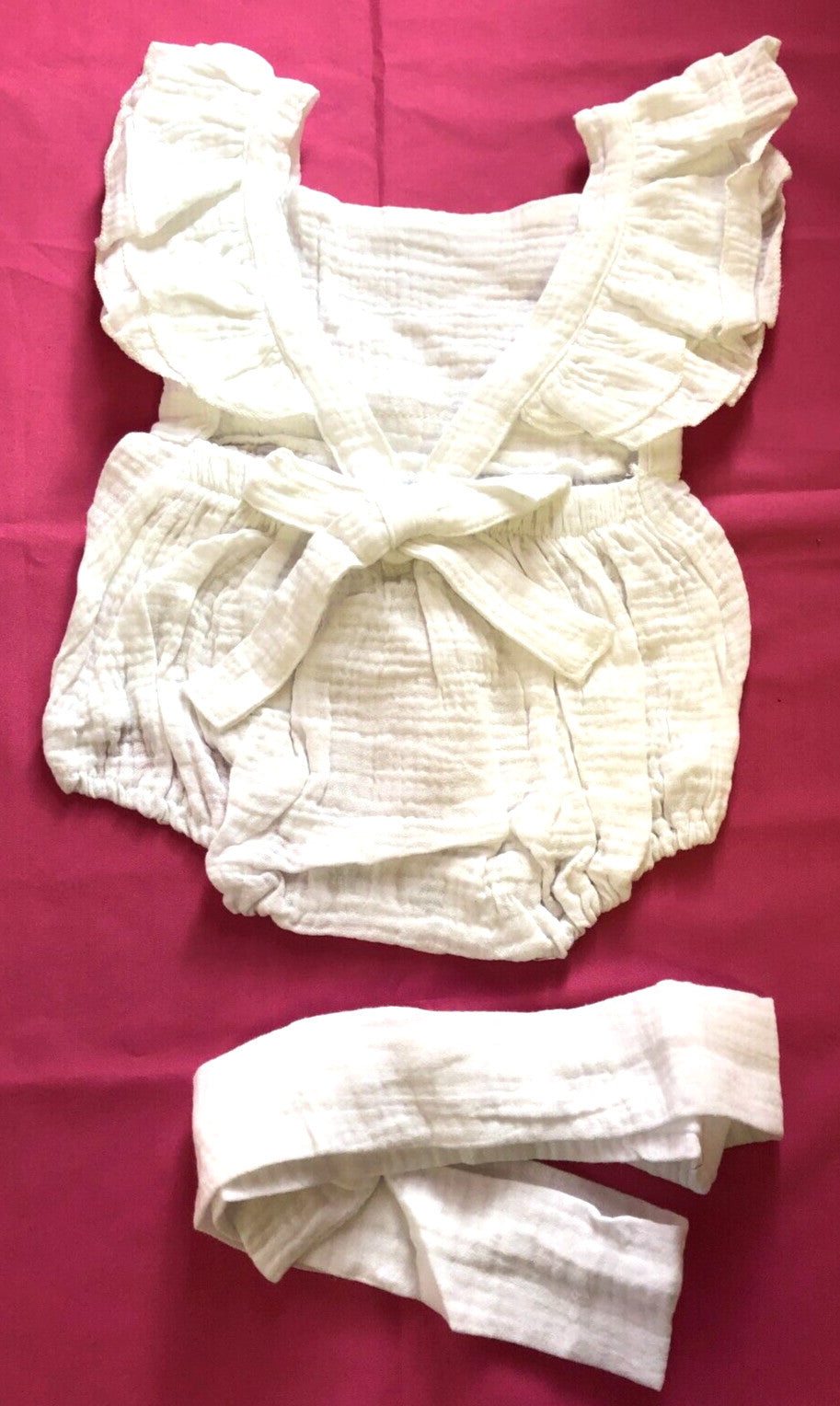 Romper Suit White 9-12 Months 100% Cotton Frilled Short Sleeved 100% Cotton BNWT