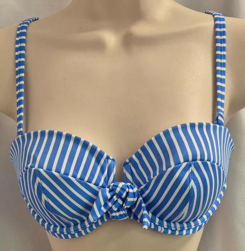 Freya 'Beach Hut' Bikini Top UK Blue/White 30DD NWT