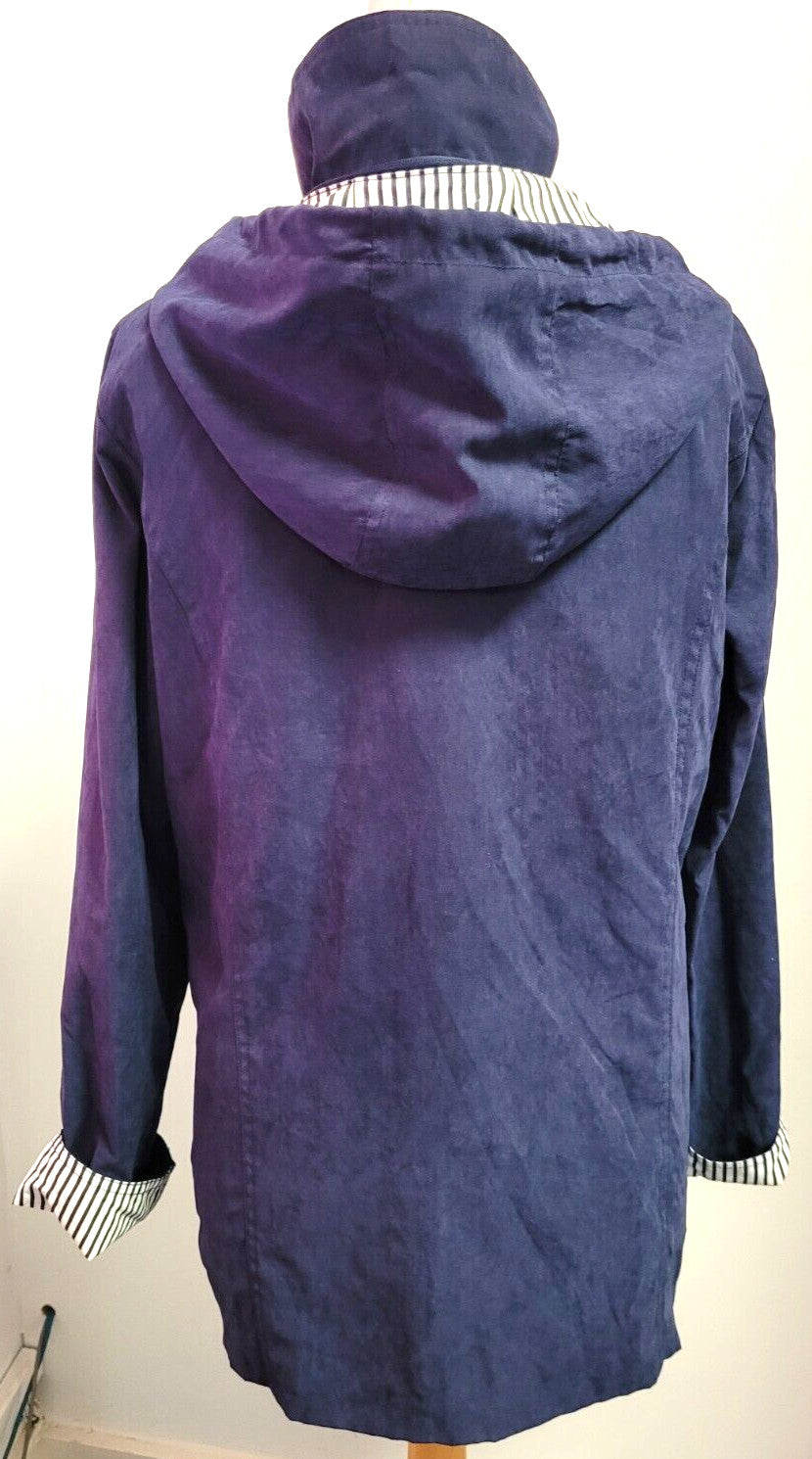Balsamik Raincoat UK10/12 Blue Showerproof Hooded Full Zip Closure Pre-Owned